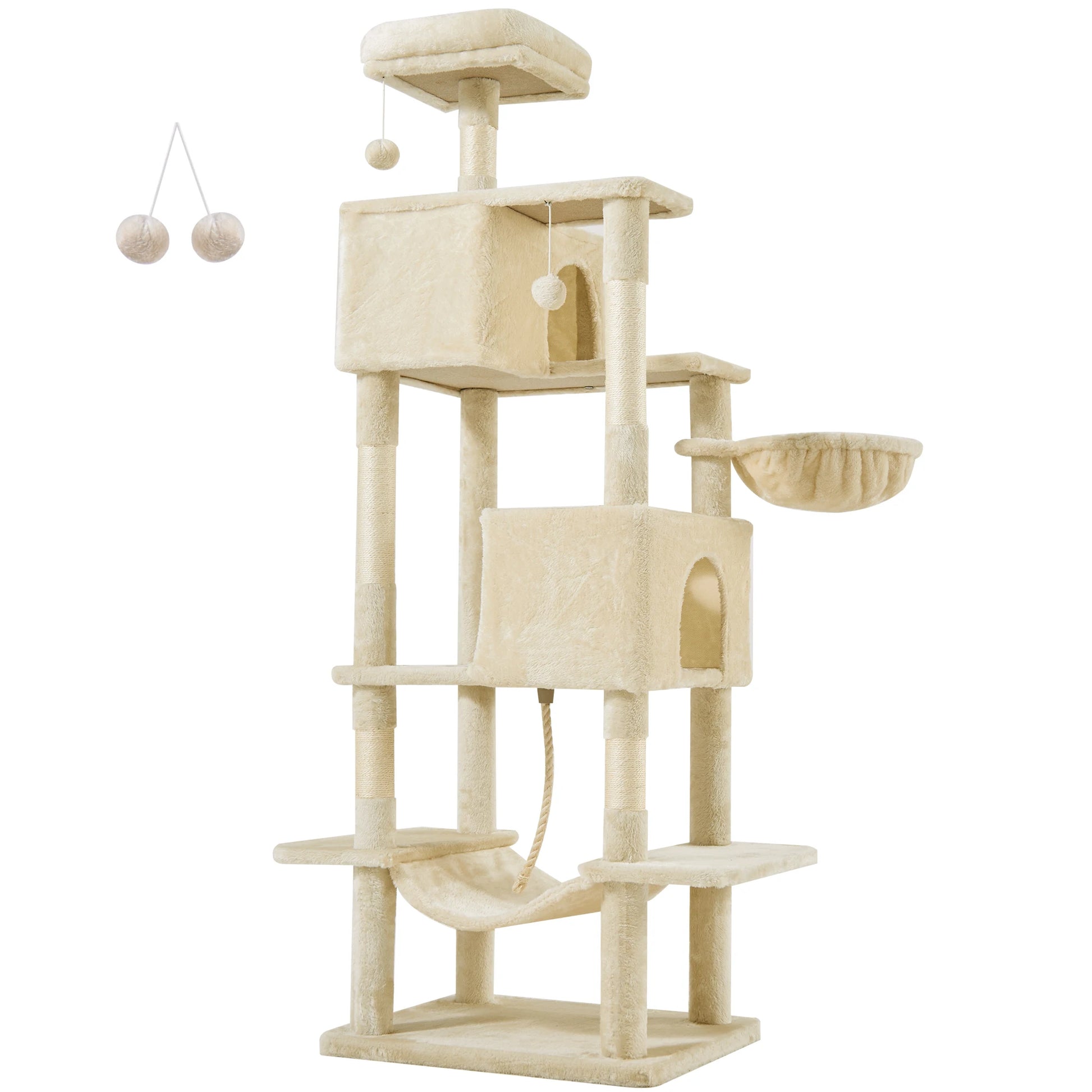 Cat Tree Tower 66 Inch Large Multi Level Cat Climbing Tower with Condo Natural Sisal Scratching Posts Pet House for Indoor